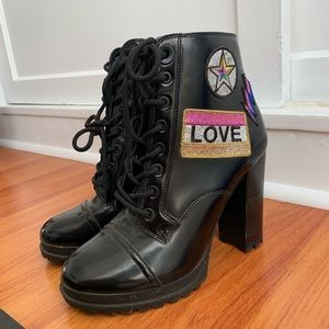 Aldo patch love boot heels